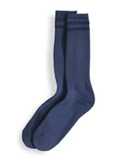 Blue Cotton Crew Length Sock - M